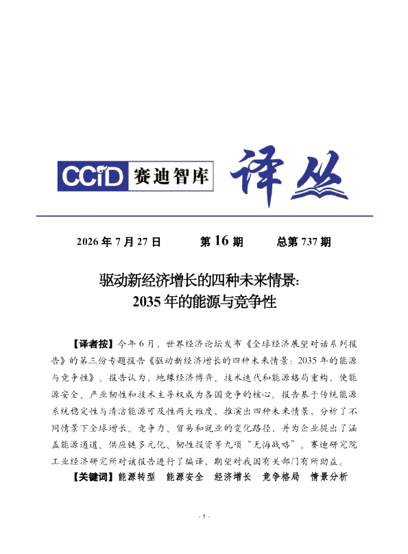 驱动新经济增长的四种未来情景：2035年的能源与竞争性