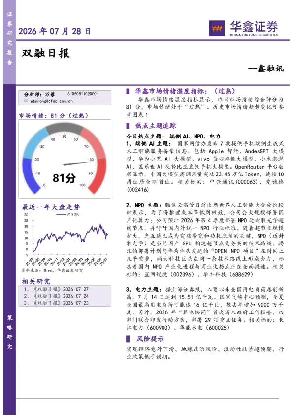 鑫融讯：双融日报
