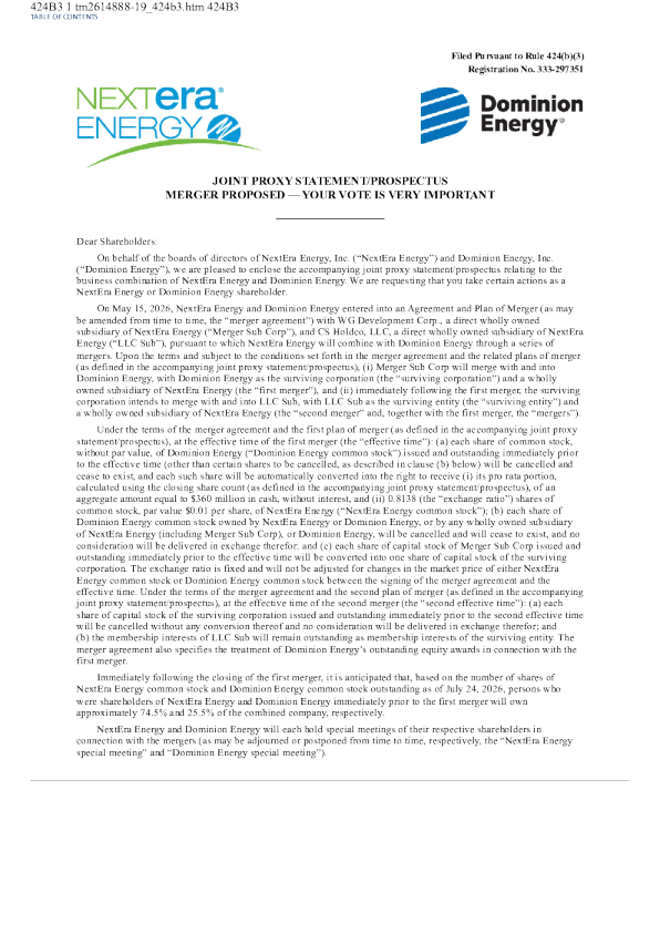 NextEra Energy美股招股说明书(2026-07-28版)