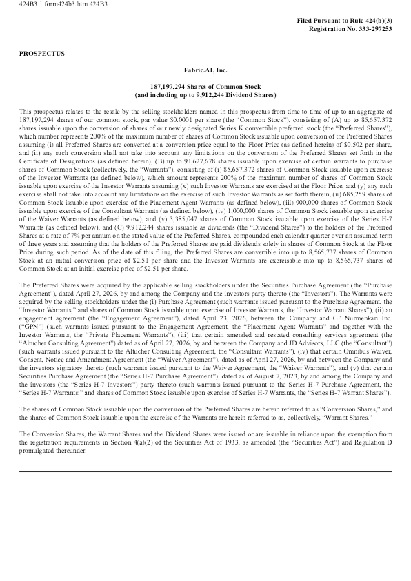 Fabric.AI Inc美股招股说明书(2026-07-28版)