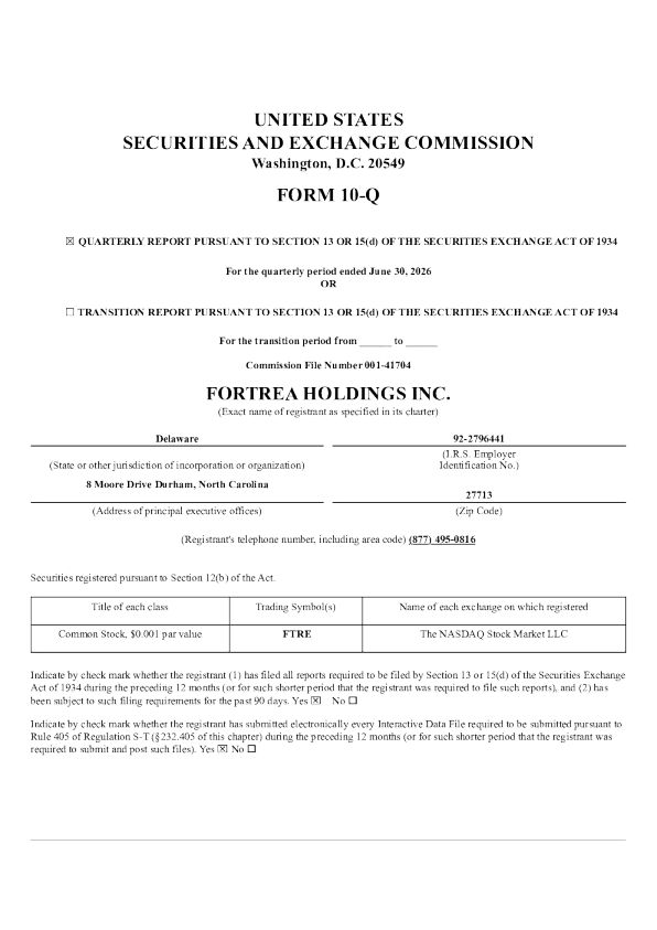 Fortrea Holdings Inc 2026年季度报告