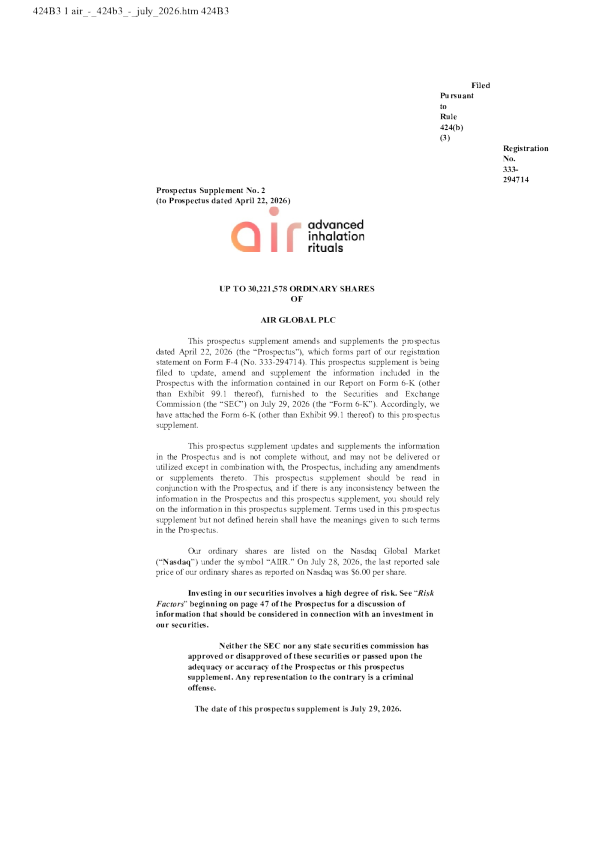 AIR Global PLC美股招股说明书(2026-07-29版)