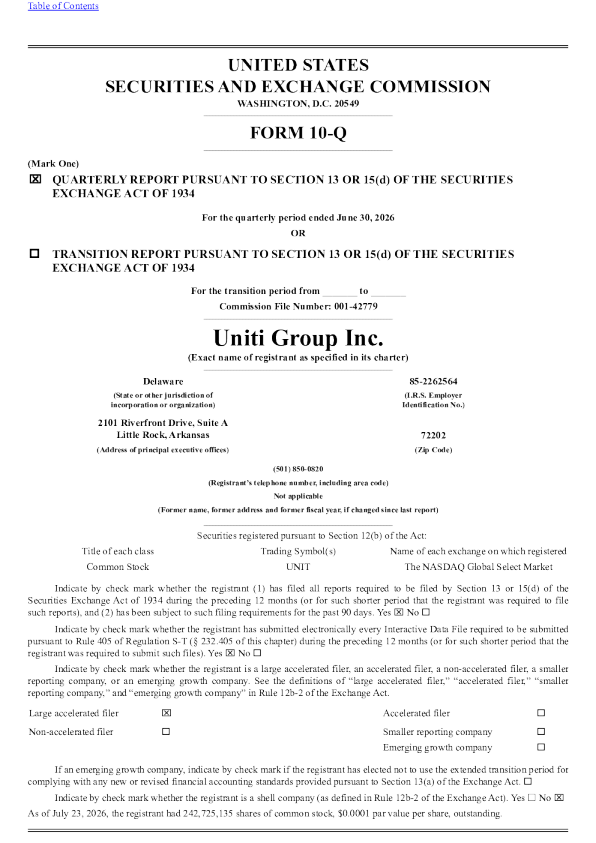 Uniti Group Inc 2026年季度报告