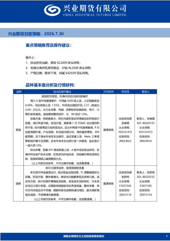 日度策略
