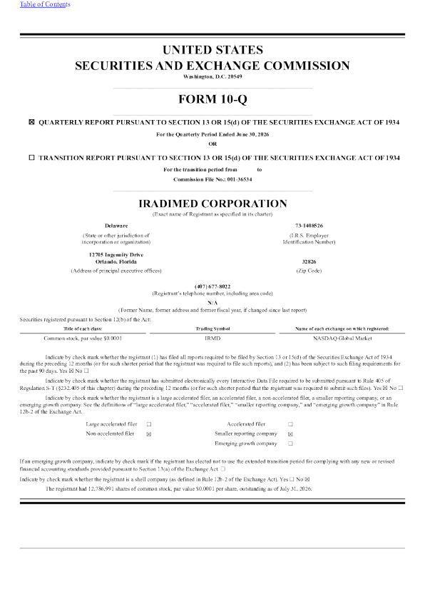 iRadimed Corp 2026年季度报告