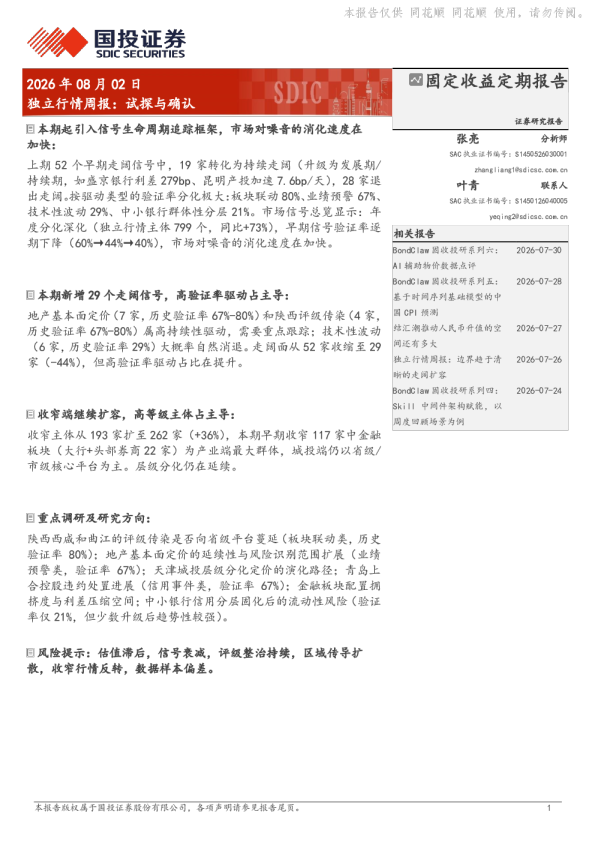 独立行情周报：试探与确认