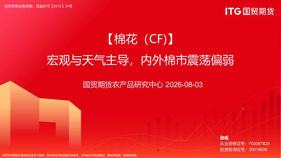 【棉花（CF）】宏观与天气主导，内外棉市震荡偏弱