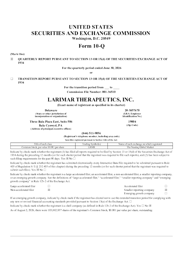 
拉米拉疗法公司2026年季度报告