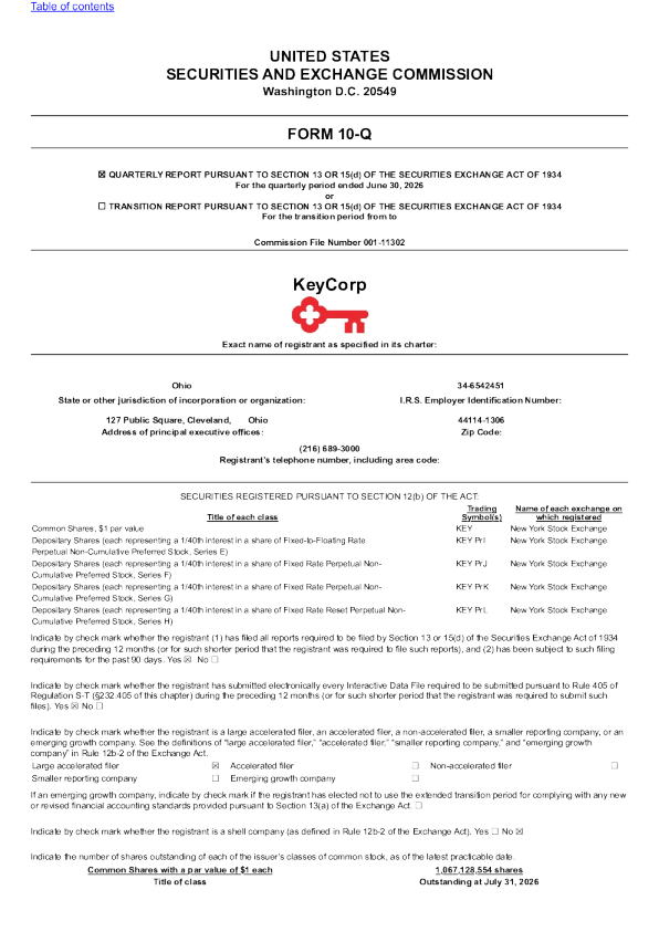 KeyCorp 2026年季度报告