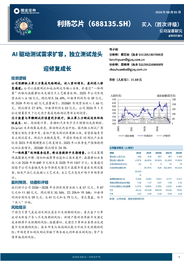 AI驱动测试需求扩容，独立测试龙头迎修复成长