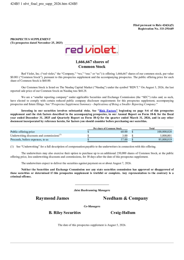 Red Violet Inc美股招股说明书(2026-08-06版)