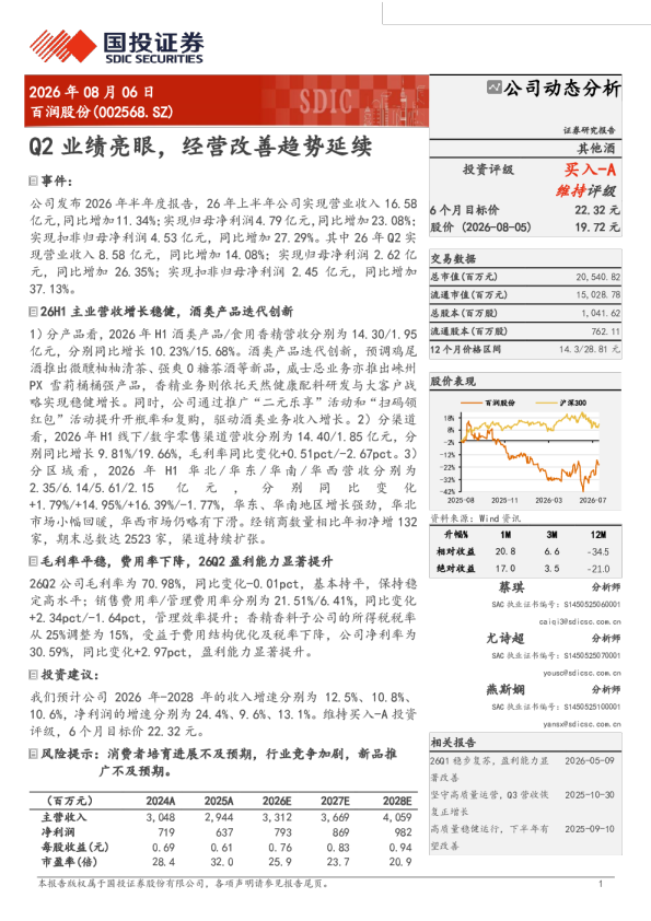 百润股份Q2业绩亮眼，经营改善趋势延续