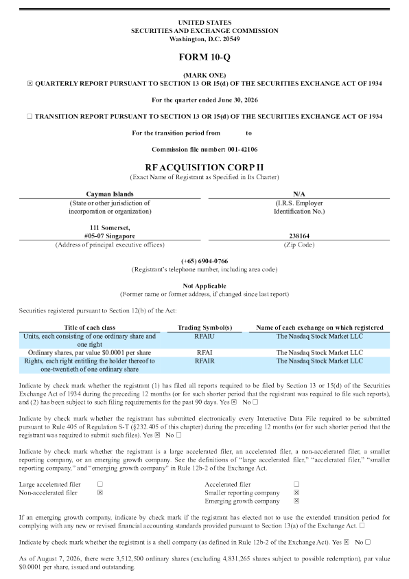 
RF收购公司II 2026年季度报告