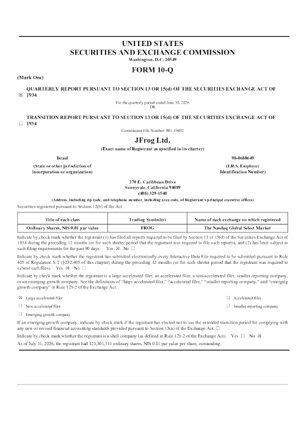 
JFrog 2026年季度报告
