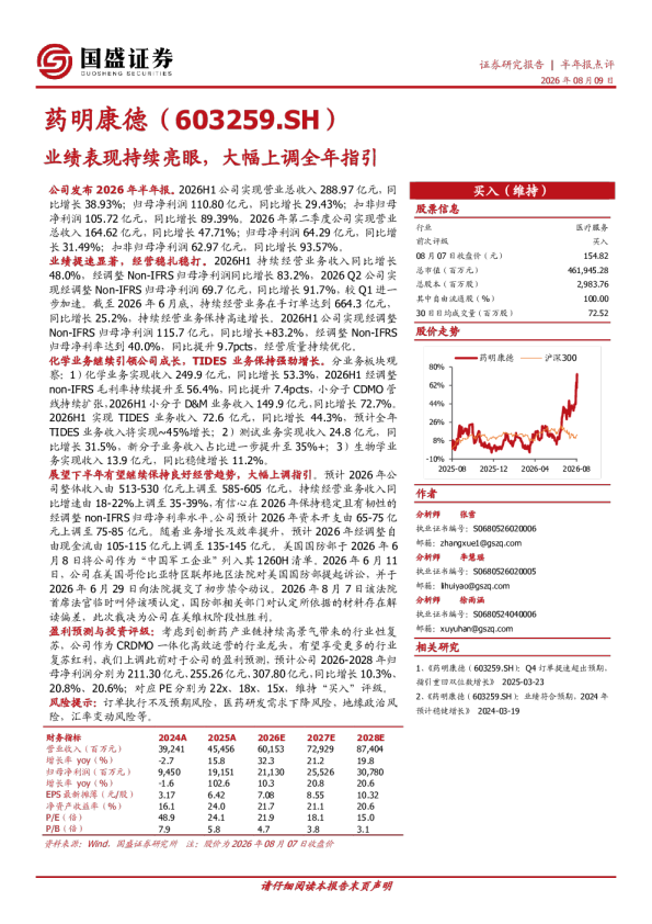 业绩表现持续亮眼，大幅上调全年指引