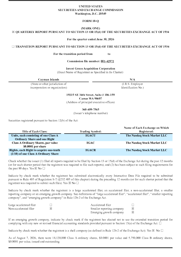 
绿色投资收购 Corp-A 2026年季度报告