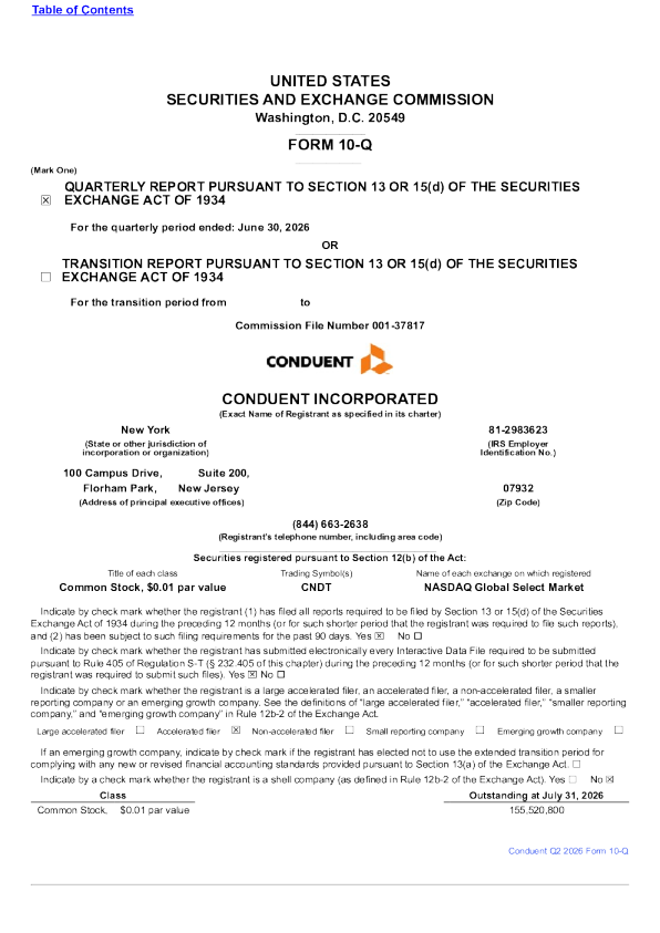 
Conduent 2026年季度报告