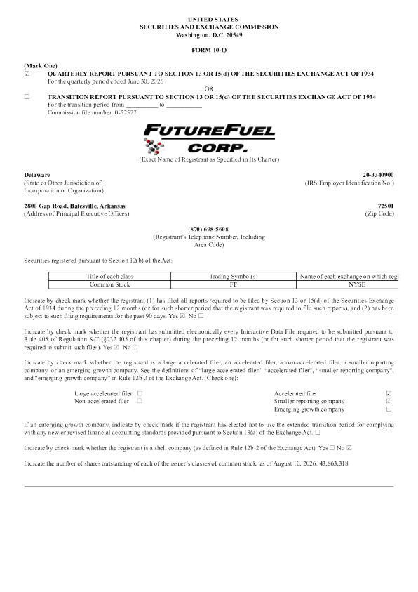 FutureFuel Corp 2026年季度报告