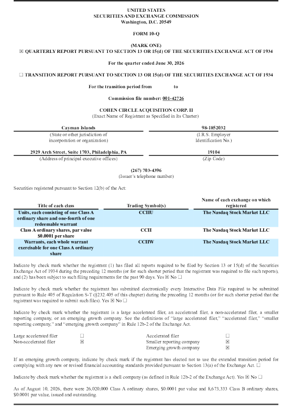 Cohen Circle Acquisition Corp II-A 2026年季度报告