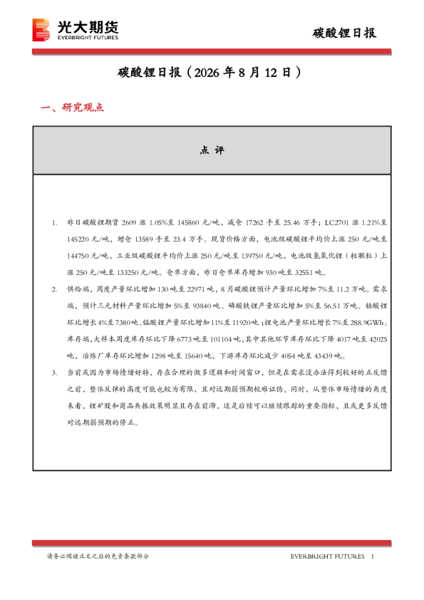 碳酸锂日报