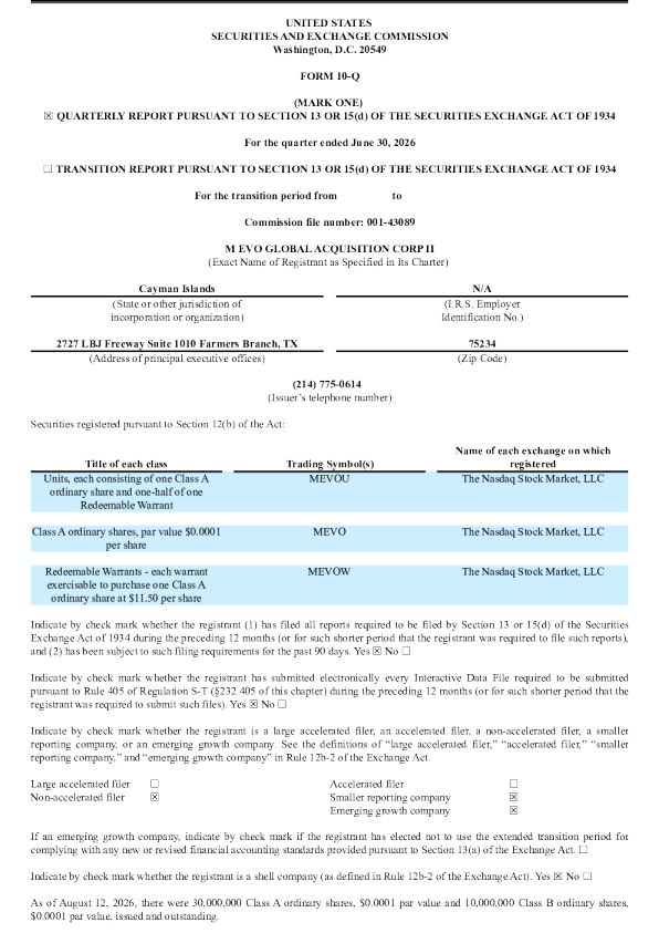 M Evo Global Acquisition Corp II-A 2026年季度报告