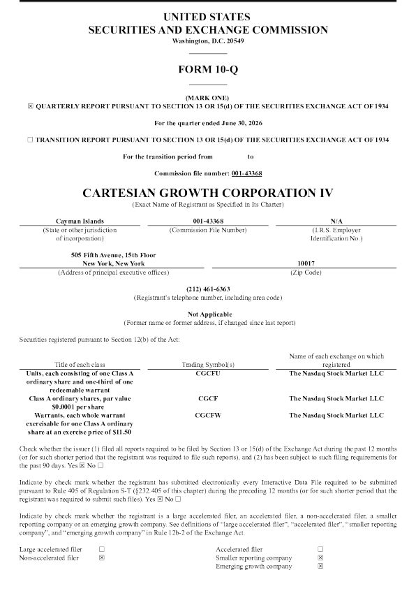 Cartesian Growth Corp IV-A 2026年季度报告