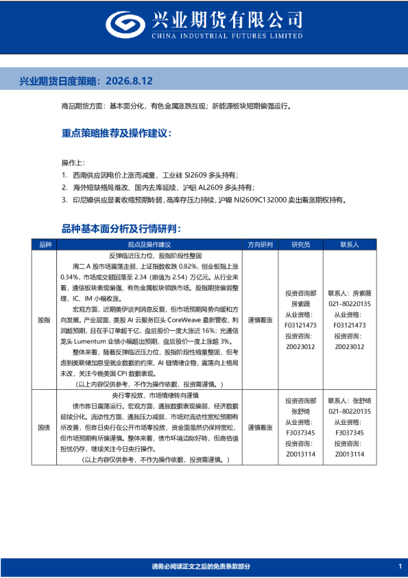 日度策略
