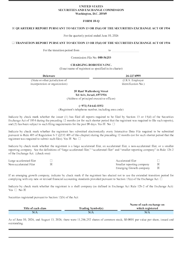 Charging Robotics Inc 2026年季度报告