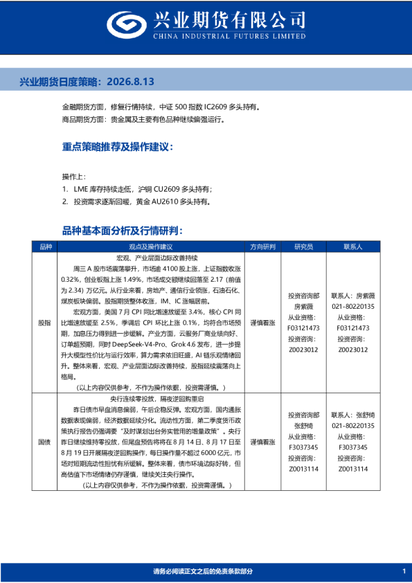 日度策略