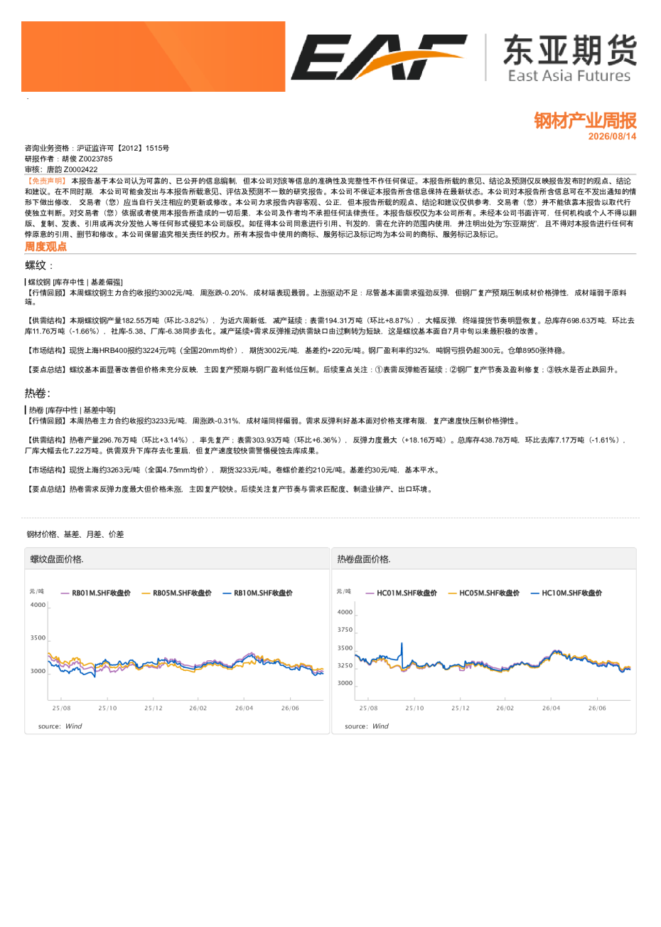 钢材产业周报