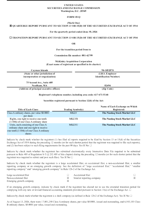 McKinley Acquisition Corp-A 2026年季度报告