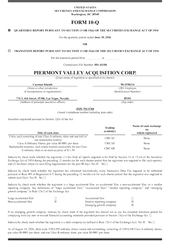 Piermont Valley Acquisition Corp-A 2026年季度报告