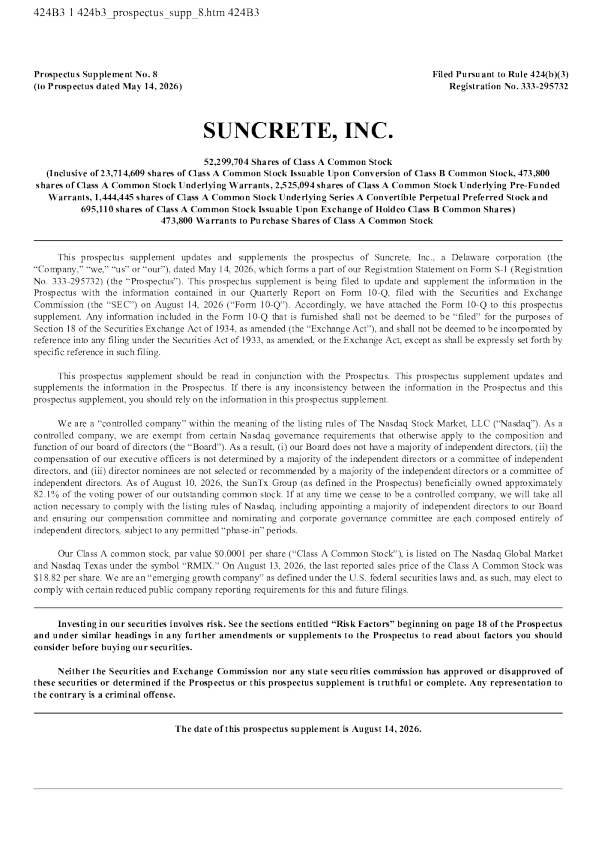 Suncrete Inc-A美股招股说明书(2026-08-14版)