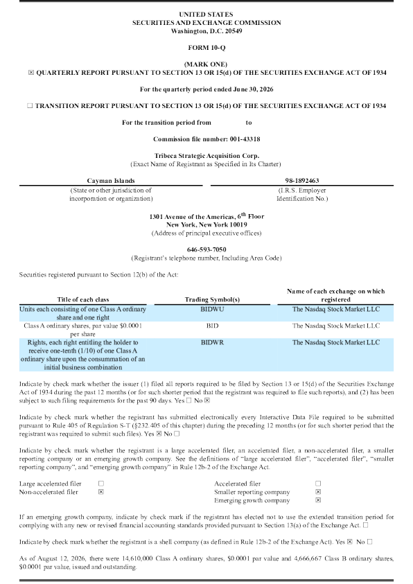 
Tribeca战略收购公司-A 2026年季度报告