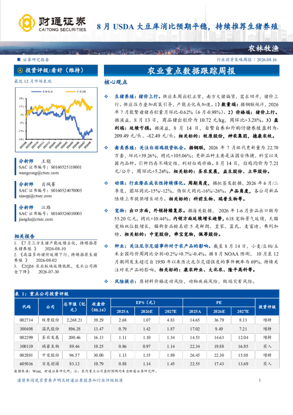 8月USDA大豆库消比预期平稳，持续推荐生猪养殖