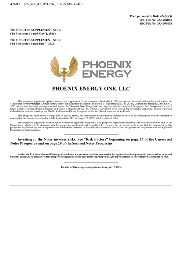Phoenix Energy One LLC Series A Pfd美股招股说明书(2026-08-17版)