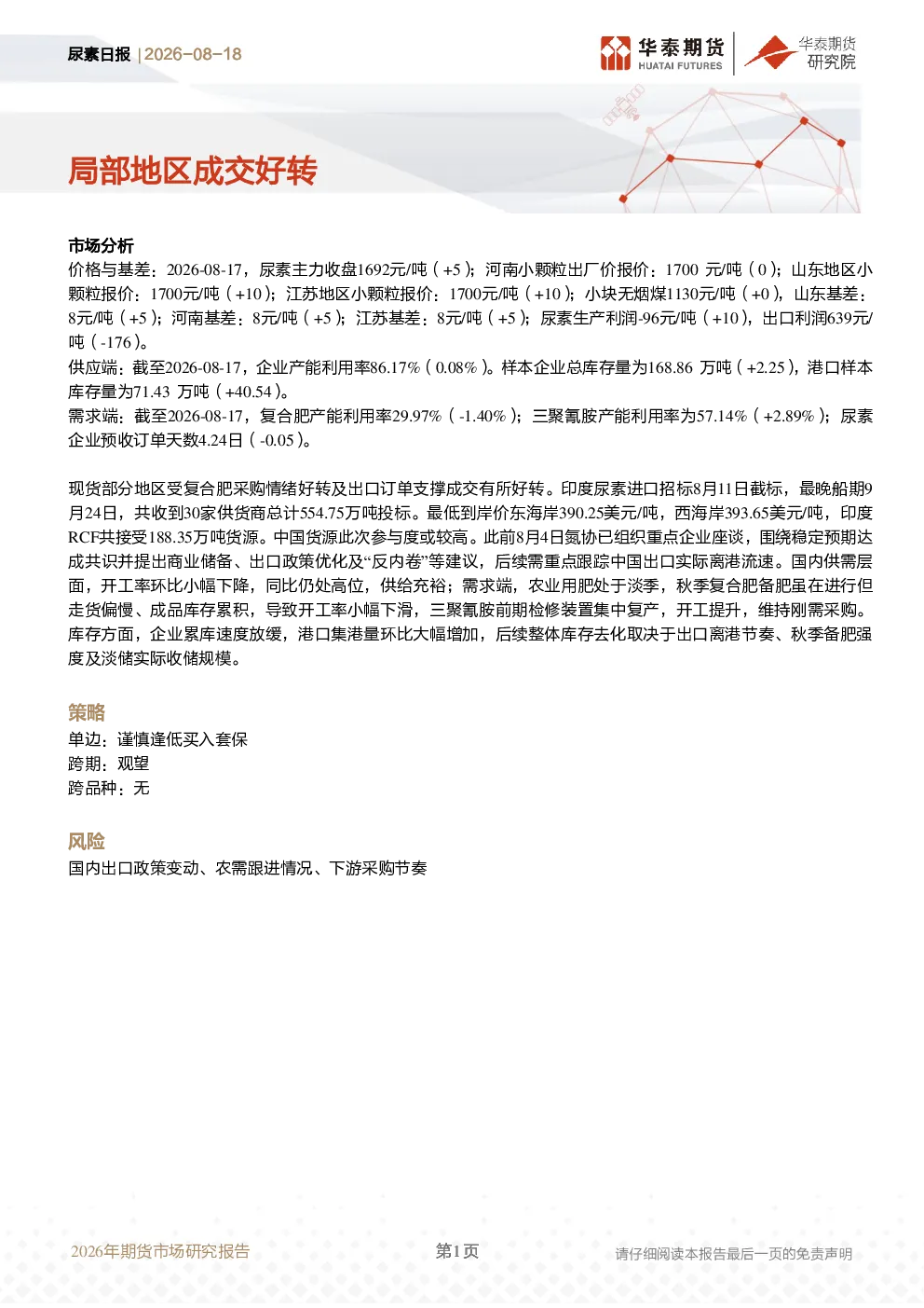 尿素日报：局部地区成交好转