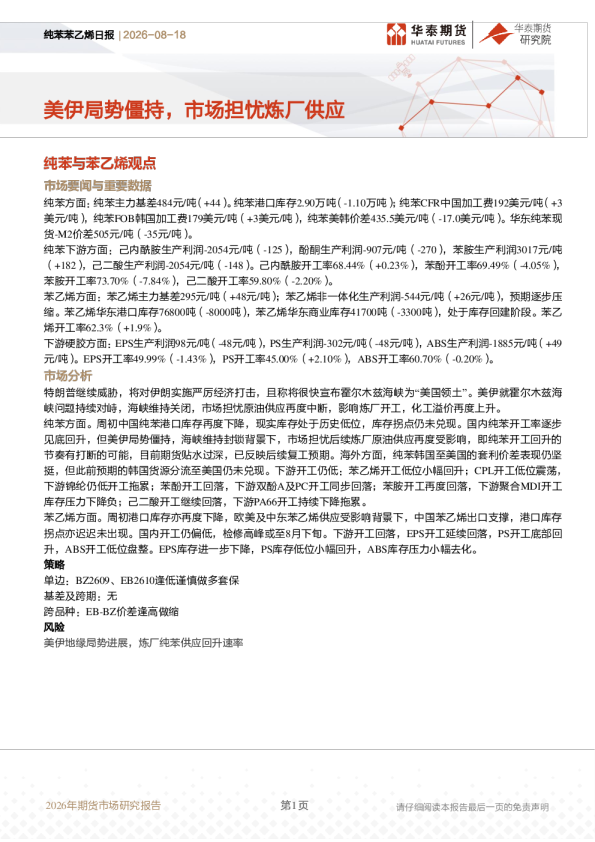 纯苯苯乙烯日报
