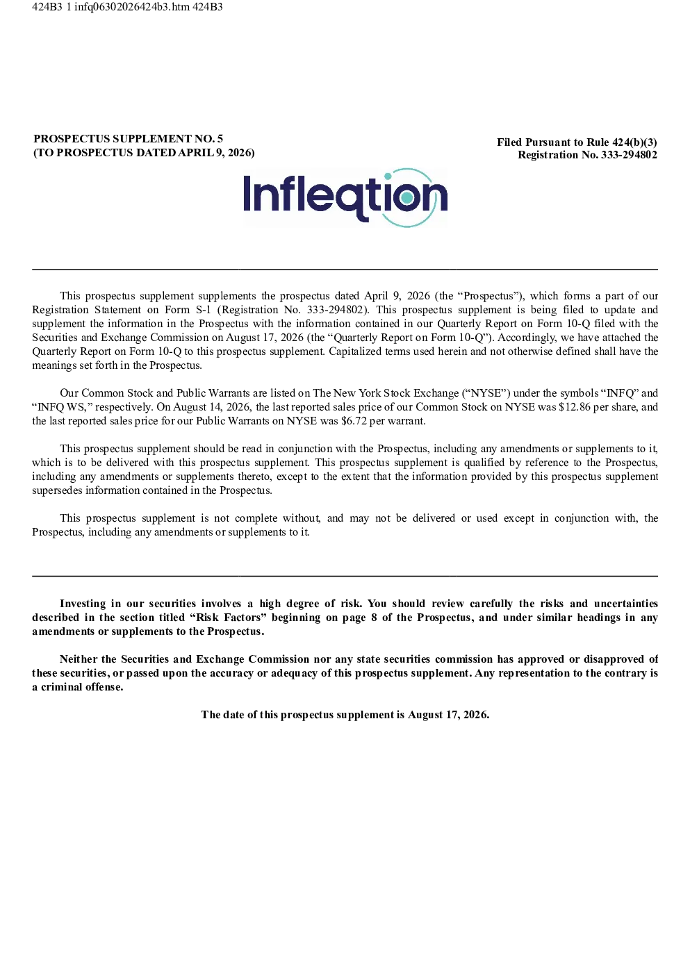 Infleqtion Inc美股招股说明书(2026-08-18版)