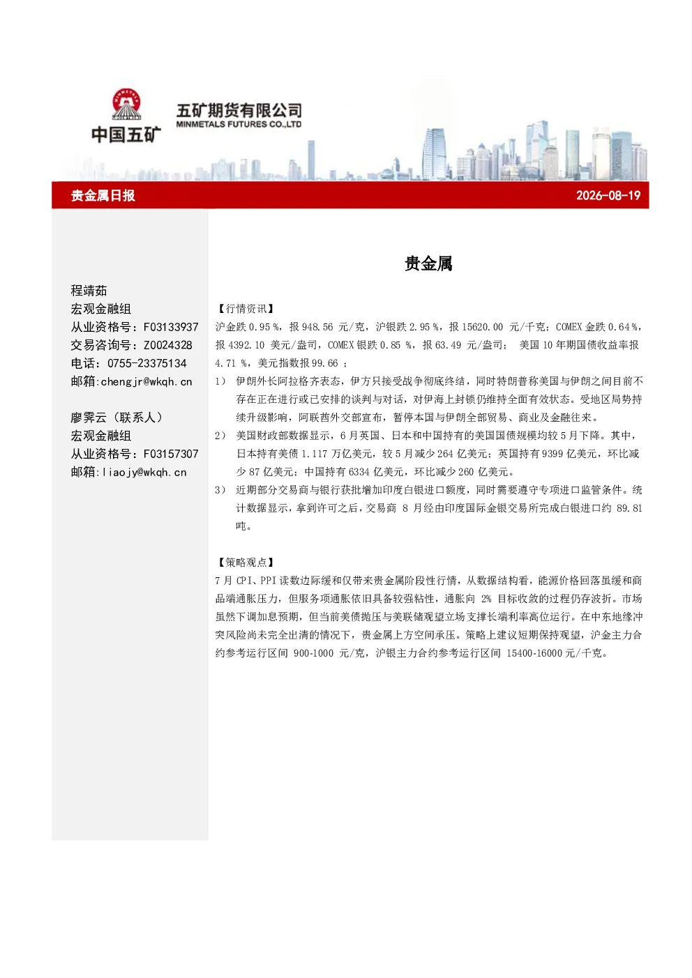 贵金属日报