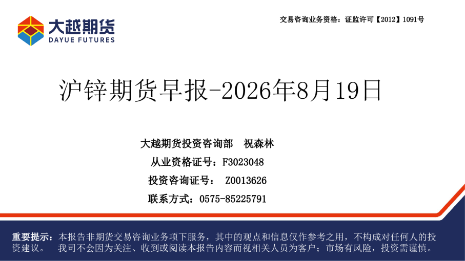 沪锌期货早报