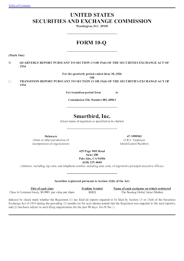 Smartbird Inc-A 2026年季度报告