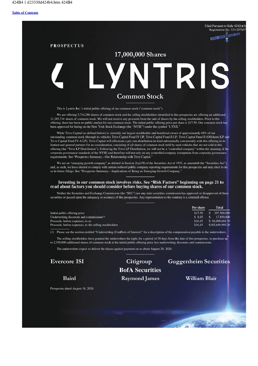 Lyntris Inc美股招股说明书(2026-08-19版)