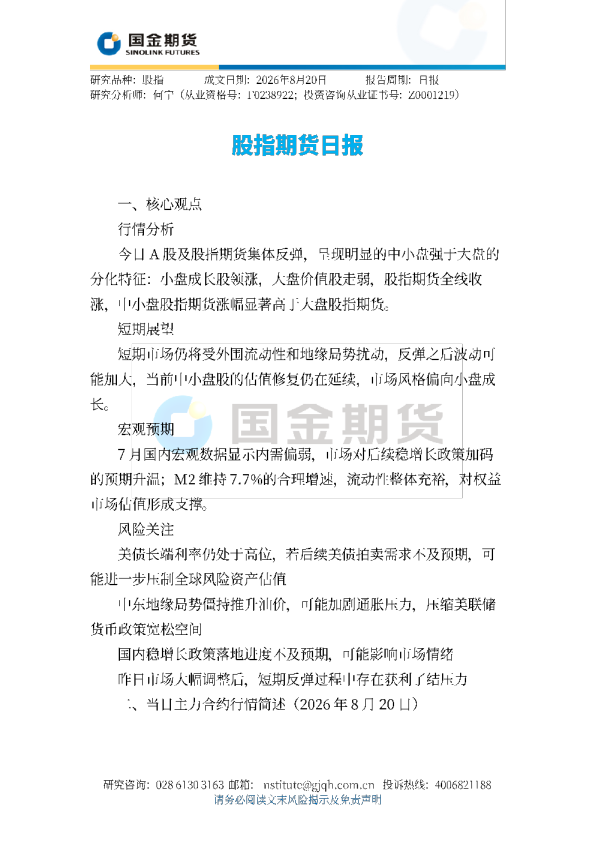 股指期货日报