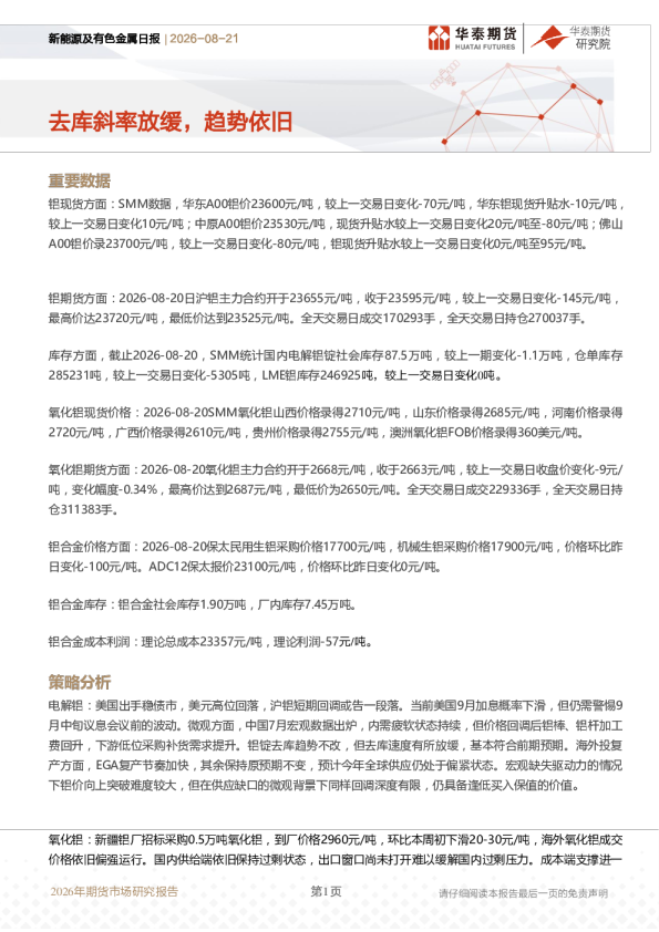 新能源及有色金属日报：去库斜率放缓，趋势依旧