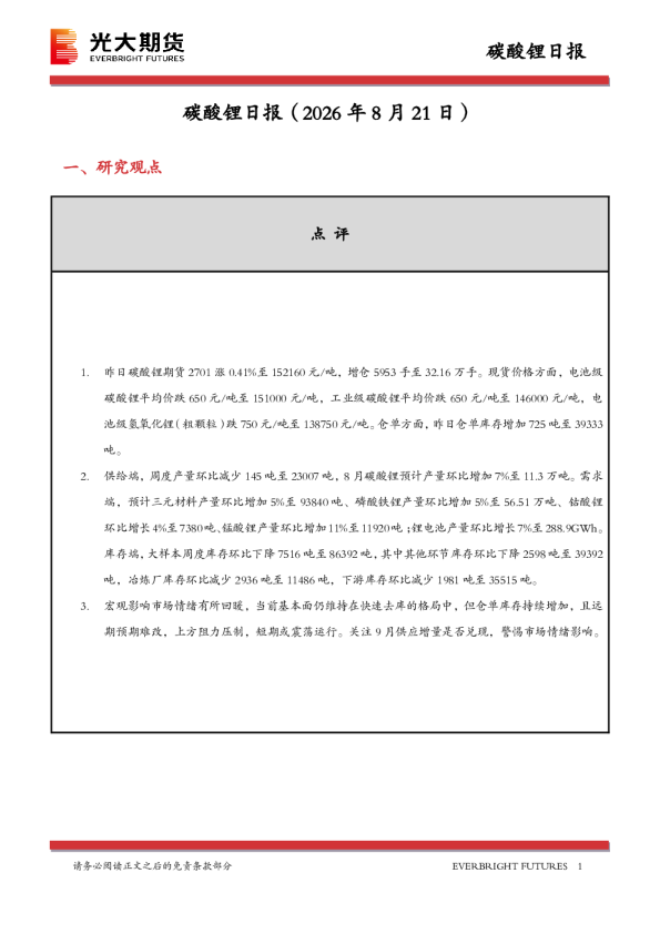 碳酸锂日报