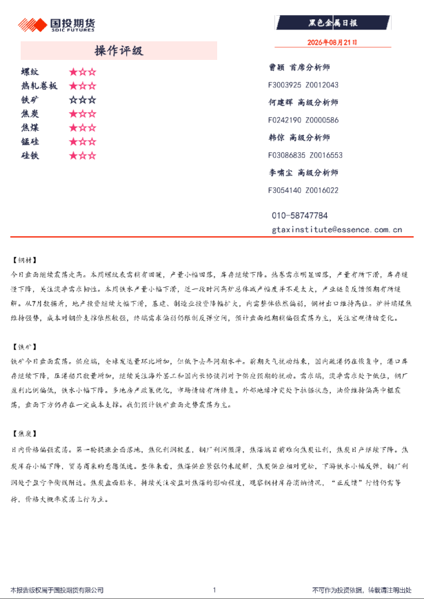 黑色金属日报
