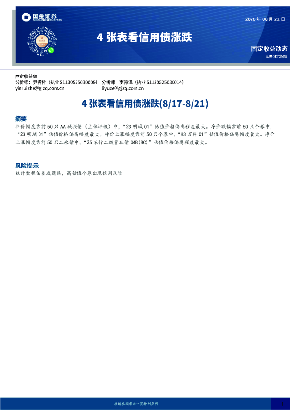 4张表看信用债涨跌