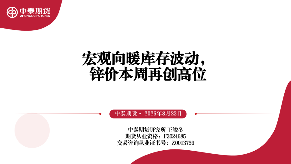 宏观向暖库存波动，锌价本周再创高位