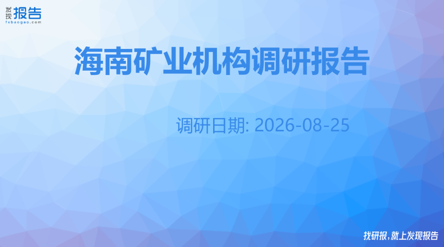 海南矿业机构调研纪要